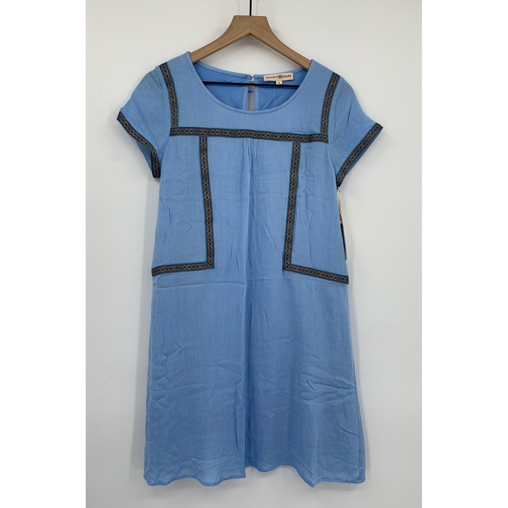 Altar'd‎ State Dress Womens Small Blue Embroidered Boho Shift Colorful NEW